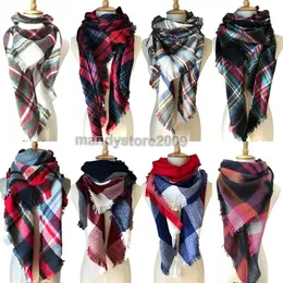 Kvinnor Plaid Scarves Grid Tassel Wrap Oversized Check Shawl Winter Neckerchief Lattice Triangle Blanket Scarf Gratis frakt