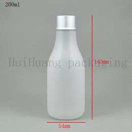 Bottiglie di plastica satinata da 30 pezzi da 200 ml con coperchio in alluminio argento 200cc Acqua per la pelle brillante, contenitore per lavaggio contenitore riutilizzabile