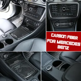 hors Kit Carbon Fiber Center Console Dashboard Gear Box Panel Water Cup Holder Frame Decal Cover Trim for Mercedes Benz C Class C180 C200 C220 C250 W204 2007-2014