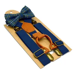 Kids Suspenders Bow Tie Set Boys Adjustable Y-Back Brace Elastic Belt Bow Tie Kid Clip-On Braces Boy Tuxedo Suit Matching Accessories K25-WY