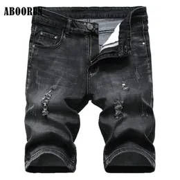 mens ripped jean shorts black