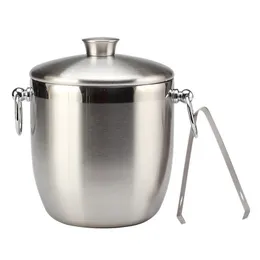 /Épais Vin Seau Portable Rafra/îchisseur ESGT Seau /À Glace Inoxydable Seau /À Glace Double Isolation en Acier Inoxydable Walled Seau /À Glace avec Couvercle Filtre Tenailles