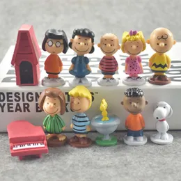 Anime Snoopy Mini Figur Garten Home Spielzeug Dekoration Modell Geschenk 12PCS