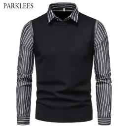sweater with fake collared shirt