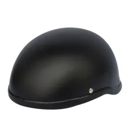 Retro Motorcycle Helmet Matte Black German Half Face for Chopper Biker WWII