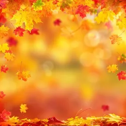 SZZWY Autumn Backdrop 8x10ft Background for Photography Bokeh Fallen Maple Leaves Autumn Theme Party Decor Natural Scenery Interior Decor Adults Kids Portraits Wallpaper