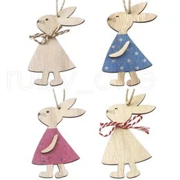 Joyeuses Pâques Easter Pendentif pendaison ornements en bois Pendentifs LAPIN Oeuf