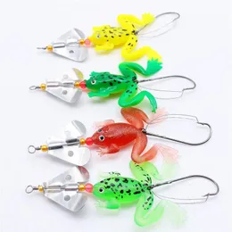 4PCS 10CM Rubber Frog Bass Baits Spinner lures CrankBaits Fishing Tackle Tools 