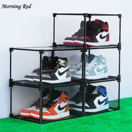 5pcs Folding Storage Shoe Box Clamshell Shoe Storage Box Transparent Plastic Shoe Box Moisture-Proof Thick Transparent Shoe Box