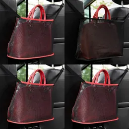 Upgrade-red Car Hooks for Purses and Bags Front Seat Car Net Pocket Handbag Holder Handbag Holder Attaches to Headrest Driver Storage Netting Pouch Handbag Holder for Car
