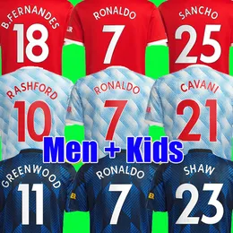 RONALDO 21 22 SANCHO soccer jerseys Fans Player version MAN BRUNO FERNANDES LINGARD POGBA RASHFORD football shirt UTD 2021 2022 men kids kit sets
