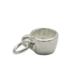 Cup with Saucer Charm Pendant Silver Metal Color Alloy Enamel Charm