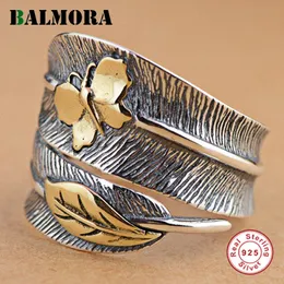 100/% Real 925 Sterling Silver Jewelry Butterfly Feather Retro Rings for Women Party Gift Bijoux Thai Silver Ring free delivery