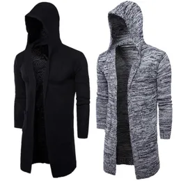 mens long hooded cardigan