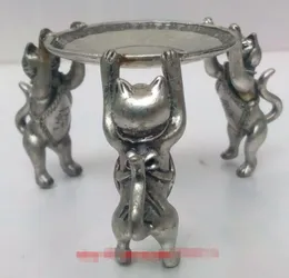 Chinese brass Animal 3 angel oil lamp Candle Holder Candlestick statue mk