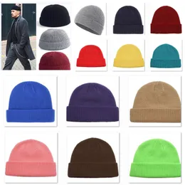 Uomo Donna Cappello Lavorato A Maglia Beanie Skullcap Berretto da Marinaio Polsino Senza Tesa Retro Morbido Corto Hiphop Elastico Caldo Sci Invernale
