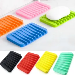 2020 Silicone Flexible Soap Dish Plate Bathroom Soap Holder Soapbox Plate Drain
