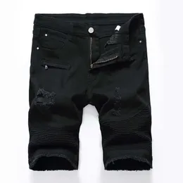 black jean shorts men's ripped
