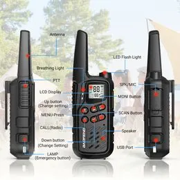 Talkie-walkie Longue Portée Rechargeable Talkie-Walkie Enfant Longue Distance Walkie Talkies T80 8 Canal Portable Radio Bidirectionnelle Avec VOX - Téléphonie Toki Walki