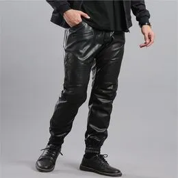 Pantalones de cuero clásicos vintage para hombre, pantalones de  motociclista, estilo cargo, elásticos y ajustados, para motociclista
