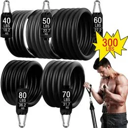 Lot de 5 bandes de résistance avec poignée, jusqu'à 68 kg
