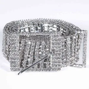 Elegant Rhinestone Chain Belt 24” Diamond total 45” YooAi Crystal Waist Belt for Women - Rhinestone Chain Belt  main image 2