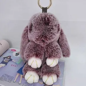 Monoceros Colorful Women Faux Rabbit Fur Ball Pompom Keychain Phone