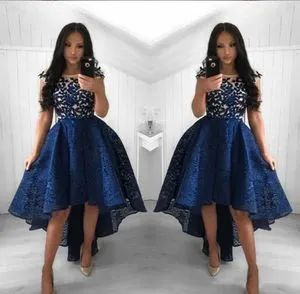 Vintage Navy Blue Lace High Low Cocktail Dresses With High Neckline 2021 Short Party Prom Gown For Homecoming And Arabic Evening Events From Verycute 37.58 DHgate.Com