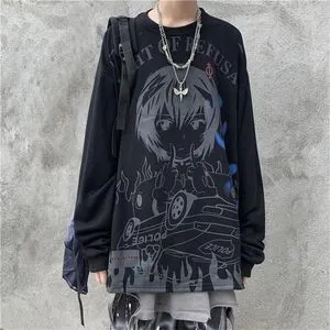 Retro Anime Long Sleeve T Shirt For Men And Women Hip Hop