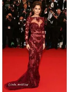Burgundy Long Sleeve Prom Dress Lace Formal Evening... From Linda_wedding,  $173.55 | DHgate.Com