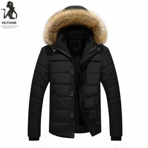 Winter Men Parka Outwear Warm Winter Thick Jacket Plus Fur Hooded