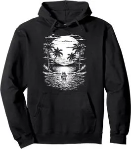 【 Peak】 ★ Tropical Graphic Sweatshirts ★ Comfort Fit Tropical Sunset Beach Paradise Graphic white fox hoodie for