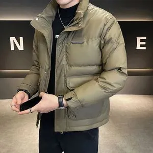 Mens Winter Short PU Leather Down Jacket Mens Thick From Zara05