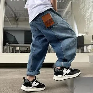 Autumn Letter Printed Men's baggy jeans - Baggy Hip Hop