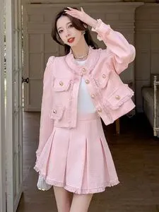 French Vintage Tweed Jacket and Skirt Set: Premium Quality