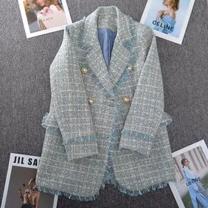 ジャケット・アウター 30s Special Vintage Double Breasted JKT Z888 Large Size Womens Tweed Blazer Jacket Vintage Double Breasted