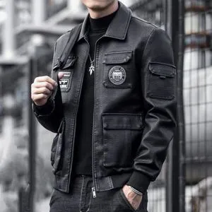 DHgate.com:Mens Quality Y2K Motorcycle Leather Jacket Set