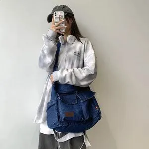 DHgate.com:Cotton Denim Square Shoulder Bag - Casual