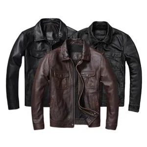 Vintage Brown Genuine Leather Biker Jacket: Premium Cowhide