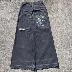 【NOIAGO】LOGO PRINTING DENIM PANTS (2 COLORS) Jeans for Men 2024 Fashion Splicing Patch Baggy Y2k Hip Hop