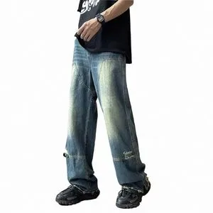 【HI FI FNK】Ran Cargo Raw Denim DHgate.com:foufurieux Fi Raw Edge Ripped Jeans Men Youth