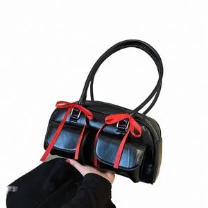 DHgate.com:Black PU Leather Square Shoulder Bowling Bag for
