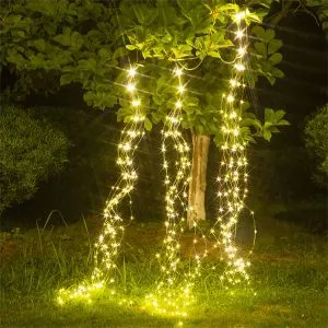 Solar Waterfall Fairy String Lights – 200 LEDs, 8 Modes, Waterproof, Multi-Color Firefly Vine For Garden & Christmas