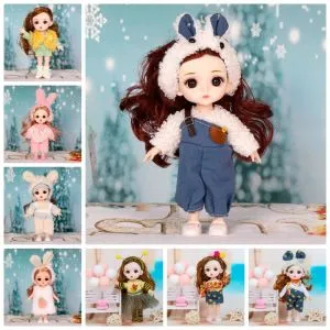 Big Eyes 16cm 6.3 in BJD Doll 1/12 Scale Plastic 13 Joints Movable