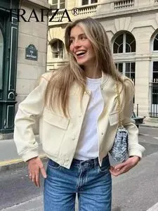 【ほぼ未使用】Waist Gather Jacket／36 DHgate.com:Fashionable Faux Leather Bomber Jacket Womens