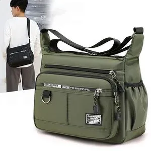 もずく　ぺージ Waterproof Oxford Crossbody Messenger black bag for Men