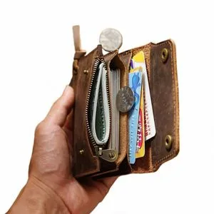 Retro Cowhide Trucker Wallet - Handcrafted Crazy Horse Leather