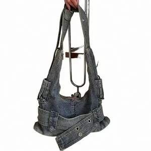バッグ leather denim one shoulder bag y2k Vintage Denim Shoulder Bag | Y2K Streetwear Grunge Handbag