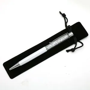 50 Pcs Black Velvet Pen Pouches - Drawstring Single Pen Sleeves For School & Office