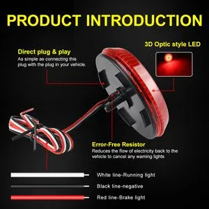 LED Rear Bumper reflector Set with Red/Black Lens for